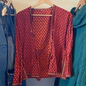 Vintage Patterned Open Jacket